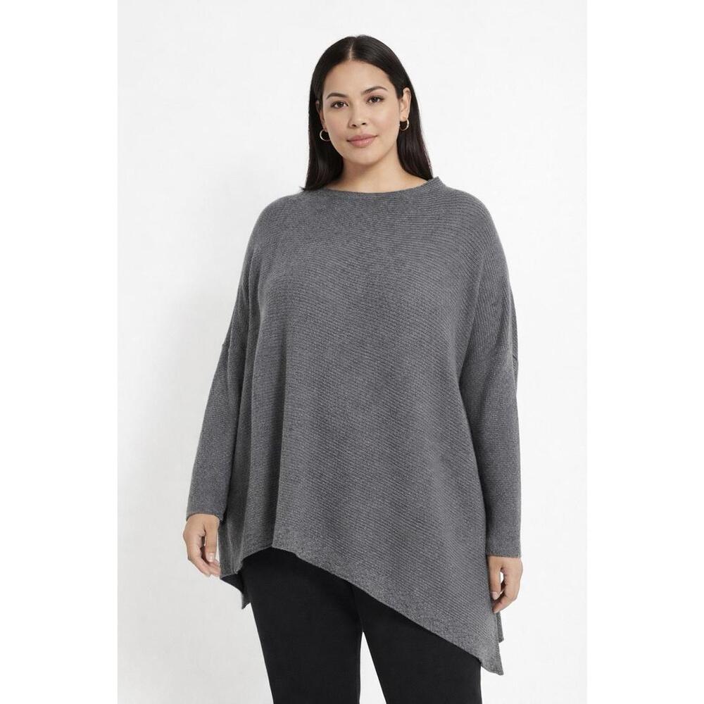 Nordstrom Signature Size XXL 100% Cashmere NWT‎ $329 Asymmetrical Ribbed Sweater